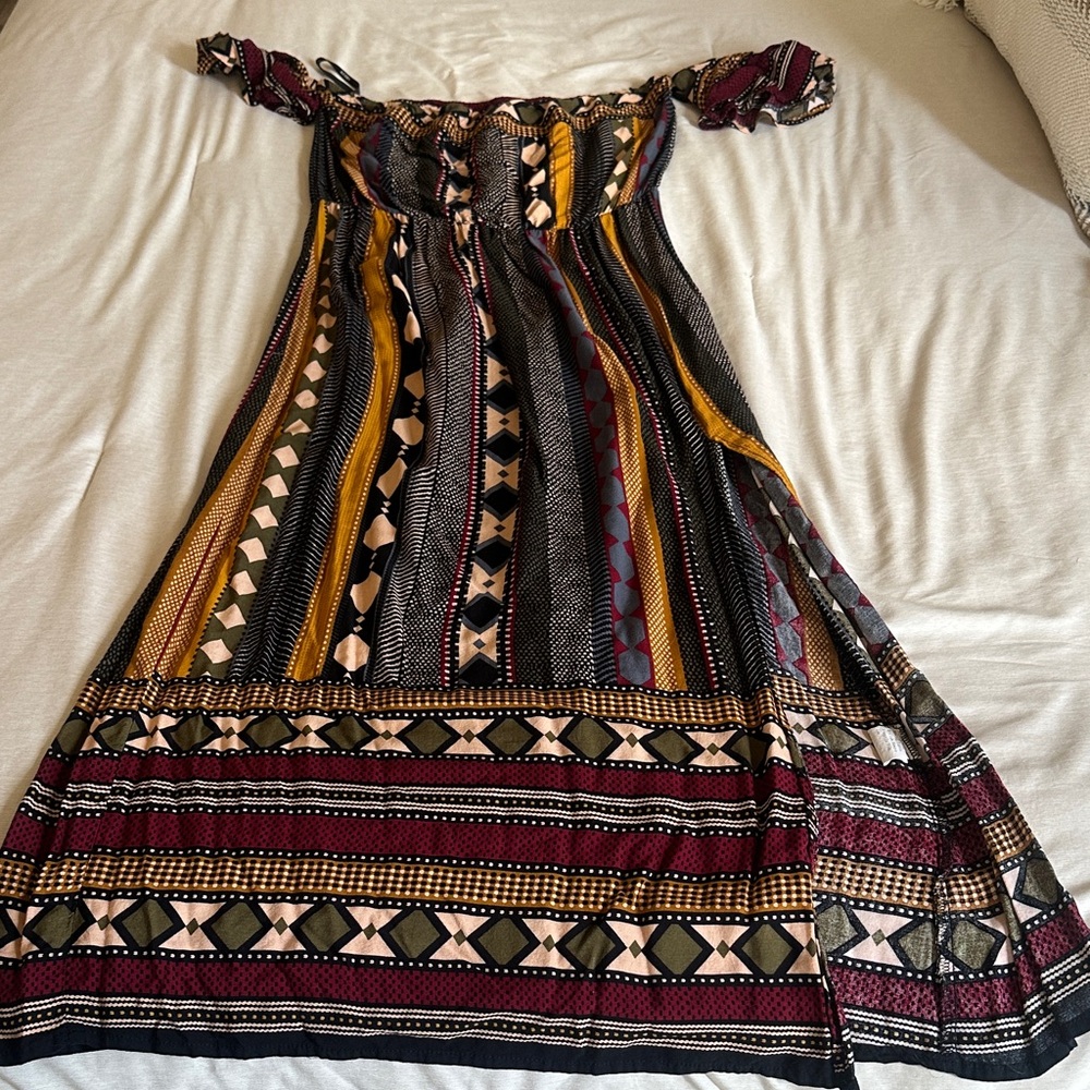 SHEIN Strapless Multicolor Patterned Dress